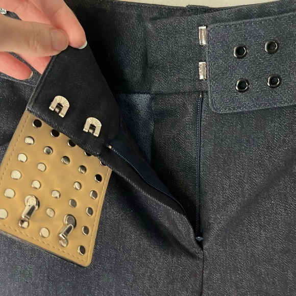 Missoni Italy Orange Label Vintage Y2K Studded Buckle Belted Tapered Jeans Sz 44 - Picture 5 of 7